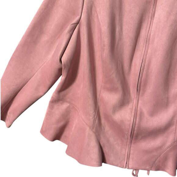 Lane Bryant Ultra Suede Peplum Jacket 24W Pink Zip Front - Picture 7 of 10